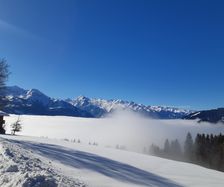 Blik op de Kitzsteinhorn in de Winter Enzianhütte - © Pension zu Hause